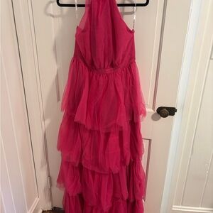 Pink Halter Tiered Dress
